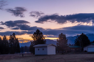 Sunrise over a famers field, Columbia, Montana, United States